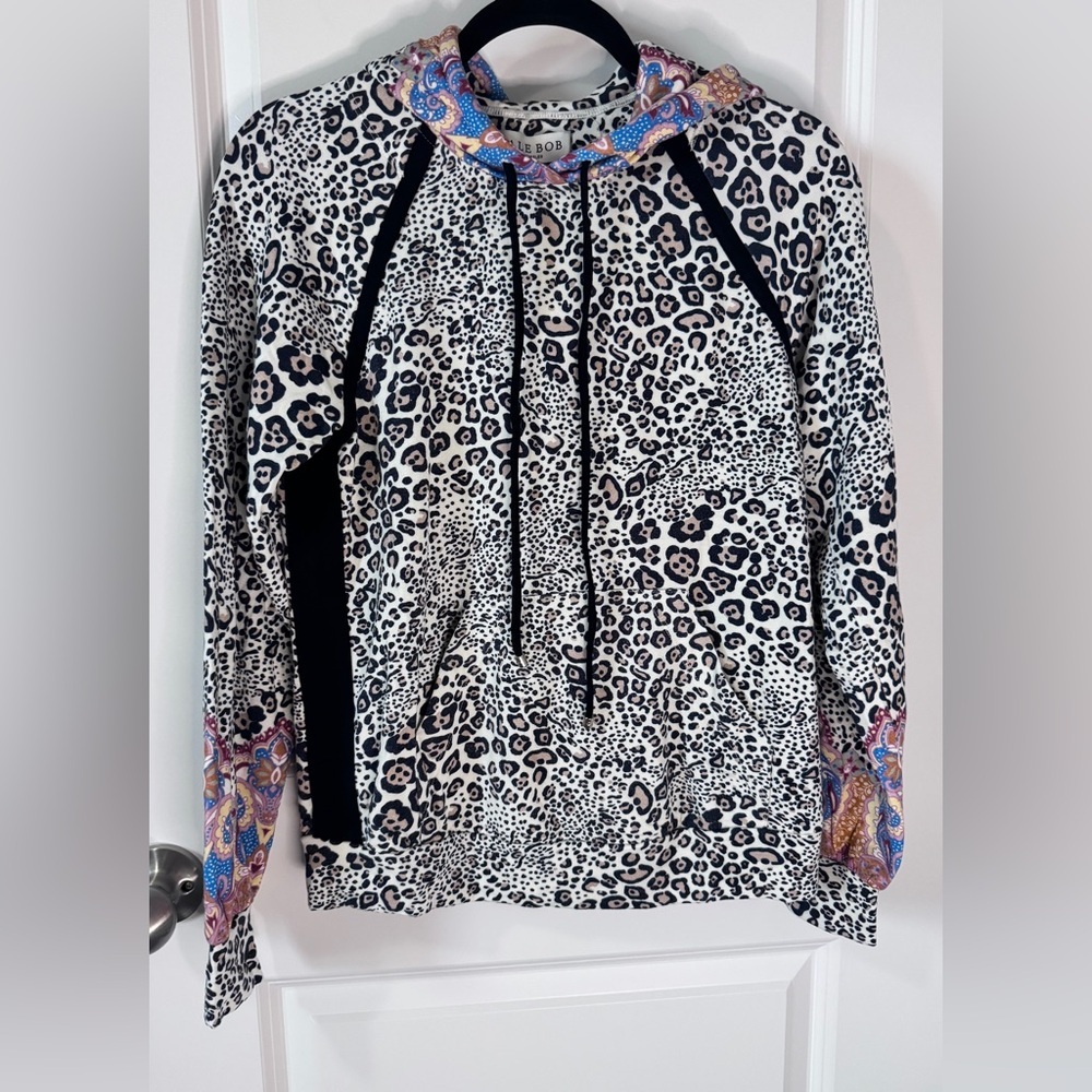 NWT-Hale Bob Multicolor Leopard Print Hoodie-Size Small